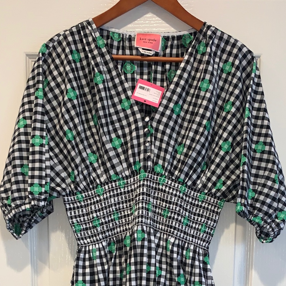 New Kate Spade Gingham Voile Midi Dress Small